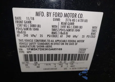 2019 Ford Explorer Xlt z USA, uszkodzony, nr VIN 1FM5K7D83KGA85169